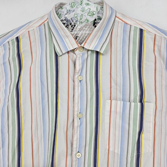 Tommy Bahama Shirt Mens XL Silk Blend Striped Button Up Casual Long Sleeve - Picture 2 of 11